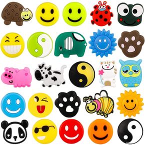 25 قطعة من SUSSURRO، مضرب تنس، ممتص للصدمات، مضرب تنس من السيليكون الناعم، مضرب تنس على شكل كرتوني، ممتص للصدمات، مضرب تنس لكرة المضرب in Kuwait