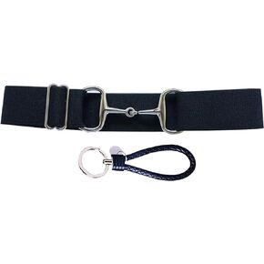 1.5-inch Elastic Equestrian Belt Bit Buckle Leather Key Strap for Horseback Riding Equestrian Sports