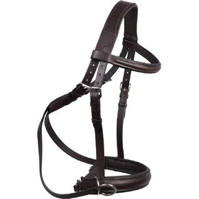 Wonder Care Genuine English Leather Crossover | Crossunder Bitless Horse Bridle Headstall with Reins