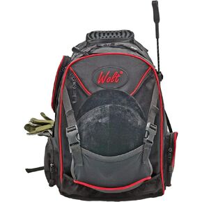 WOLT Professional Equestrian Backpack with Helmet Holder for Horse Riding, One Bag wih Multiple Compartments Carry All Accessories (NOT included), One Size Black+Red