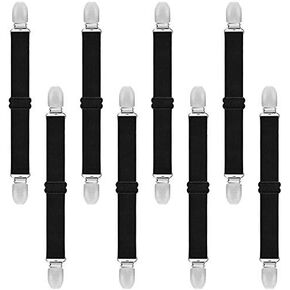Adjustable Boot Straps Pant Stirrups Clips for Women and Men Motorcycle Biker Smooth Jeans Trousers Bed Sheets, Mattress Covers,Curtain and Seats Cushion 8 Piece Black