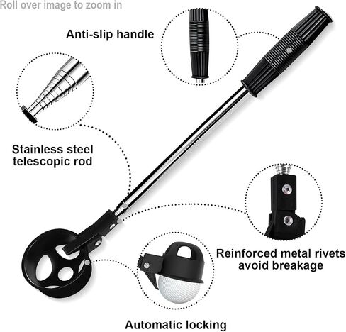 Golf Ball Retriever,Golf Ball Tool for Water Telescopic,6.5 Ft Stainless Extendable Picker Upper,Accessories for Men in Saudi Arabia