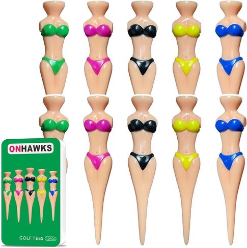 ONHAWKS-Bikini Golf Tees هدية فريدة وممتعة للاعبي الجولف للرجال، حامل ممتع لفتاة الجولف المثيرة للسيدات، تي شيرت جولف بلاستيكي غير قابل للكسر تقريبًا، هدية مبتكرة لحفلات البكالوريوس للرجال ولاعبي الجولف. in Kuwait