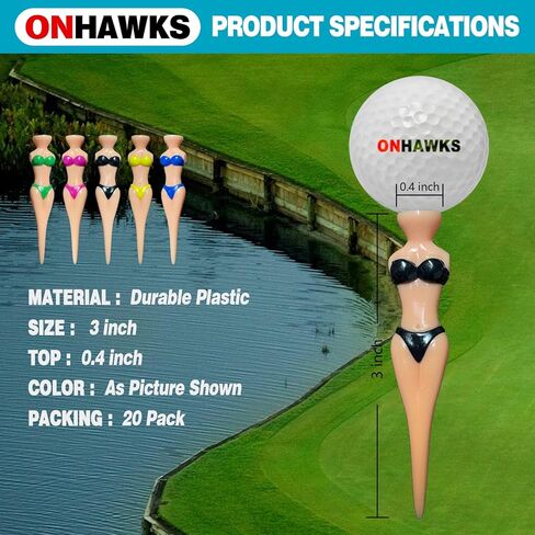 ONHAWKS-Bikini Golf Tees هدية فريدة وممتعة للاعبي الجولف للرجال، حامل ممتع لفتاة الجولف المثيرة للسيدات، تي شيرت جولف بلاستيكي غير قابل للكسر تقريبًا، هدية مبتكرة لحفلات البكالوريوس للرجال ولاعبي الجولف. in Kuwait