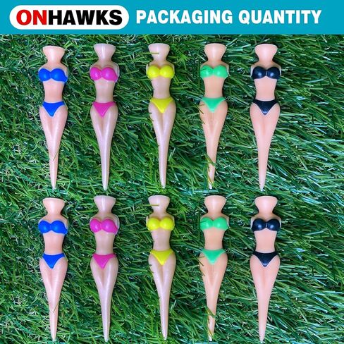 ONHAWKS-Bikini Golf Tees هدية فريدة وممتعة للاعبي الجولف للرجال، حامل ممتع لفتاة الجولف المثيرة للسيدات، تي شيرت جولف بلاستيكي غير قابل للكسر تقريبًا، هدية مبتكرة لحفلات البكالوريوس للرجال ولاعبي الجولف. in Kuwait
