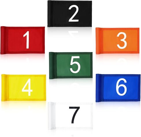 Mixweer 7 قطع علم جولف مرقمة 9-1/2 × 6-7/8 وضع أعلام خضراء مع أنبوب مُدخل أعلام جولف صغيرة محمولة من النايلون أعلام دبوس جولف لممارسة الفناء في الأماكن المغلقة والخارجية والتدريب على حديقة الفناء الخلفي in Kuwait