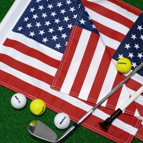 علم الجولف KINGTOP USA مقاس 20 × 14 بوصة - أنبوب مُدرج، طبقة مزدوجة من النايلون 420D، طباعة مزدوجة الجوانب - وضع أعلام خضراء قياسية لممارسة الفناء الخلفي، ملاعب الجولف، النادي الريفي، حزمة واحدة in Kuwait