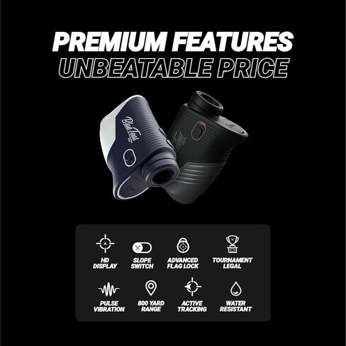 Blue Tees Golf - السلسلة 2 Pro Plus + محدد المدى بالليزر مع مفتاح منحدر - نطاق 800 ياردة، قياس المنحدر، قفل العلم مع اهتزاز النبض، تكبير 6X in Saudi Arabia