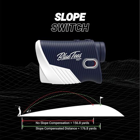 Blue Tees Golf - السلسلة 2 Pro Plus + محدد المدى بالليزر مع مفتاح منحدر - نطاق 800 ياردة، قياس المنحدر، قفل العلم مع اهتزاز النبض، تكبير 6X in Saudi Arabia