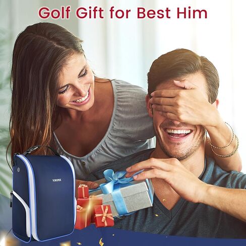 YOREPEK Golf Shoe Bag, with 3 Pockets for Socks, Gloves, Tees, Balls, Brush, Designed with a Buckle Top Carry Handle, Zippered Sport Shoe Carrier Bags with Ventilation, Golf Gifts for Men Unique,Blue in Kuwait