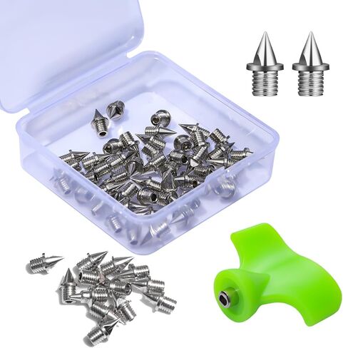 48 قطعة مسار مسامير 1/4 بوصة، كل مسمار يزن 1.13 جرام فقط، تصميم هرمي مجوف مقاوم للتآكل 20-30 كم، يستخدم للركض في المضمار والميدان أو عبر البلاد in Kuwait