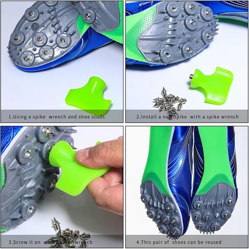 48 قطعة مسار مسامير 1/4 بوصة، كل مسمار يزن 1.13 جرام فقط، تصميم هرمي مجوف مقاوم للتآكل 20-30 كم، يستخدم للركض في المضمار والميدان أو عبر البلاد in Kuwait