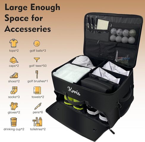 منظم صندوق الجولف، منظم جولف السيارة بطبقتين مع حجرة تهوية لزوجين من الأحذية، تخزين متين لصندوق الجولف للكرات والقمصان والملابس والقفازات والإكسسوارات وهدايا الجولف للرجال in Kuwait