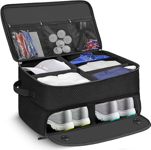 منظم صندوق الجولف من VOPHIA مكون من طبقتين مع حجرة منفصلة لزوجين من الأحذية لتخزين الكرة وخزانة الجولف المقاومة للماء لتخزين ملحقات الجولف وحقيبة سفر الجولف القابلة للطي والطي in Kuwait