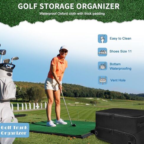 منظم صندوق الجولف من VOPHIA مكون من طبقتين مع حجرة منفصلة لزوجين من الأحذية لتخزين الكرة وخزانة الجولف المقاومة للماء لتخزين ملحقات الجولف وحقيبة سفر الجولف القابلة للطي والطي in Kuwait