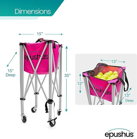Pro Tennis Ball Hopper Holds 165 Tennis Balls - Heavy-Duty Ball Basket - Portable, Compact and Lightweight Tennis Ball Carrier with Wheels - 3 Balls and Premium Carry Bag Included in Saudi Arabia