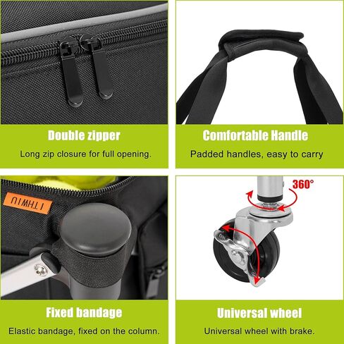 عربة سلة كرات التنس القابلة للطي تحمل 180 عربة تعليمية بعجلات، عربة من سبائك الألومنيوم الخفيفة لكرات التنس، تصميم مدمج محمول، أسود in Kuwait