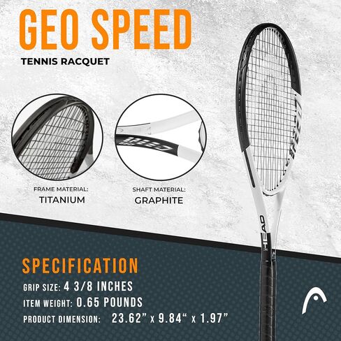 HEAD Geo Speed Adult Tennis Racket - Pre-Strung Light Balance 27.5 Inch Racquet in Saudi Arabia