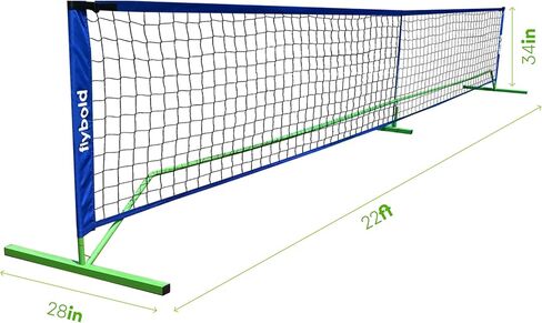 flybold Pickleball Net |Portable Set with/without 4 Paddles| Net Regulation Size Equipment Lightweight Sturdy Interlocking Metal Posts with Carrying Bag for Indoor Outdoor Game| Full Court Size - 22ft in Saudi Arabia