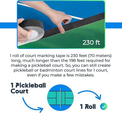 تعزيز شريط تحديد ملعب كرة البيسبول فائق اللصق، مقاوم للماء، لفة 230 قدمًا - مثالي للإسفلت والأسطح الخرسانية - تحويل أي منطقة إلى ملاعب كرة البيسبول والتنس وكرة الريشة in Kuwait