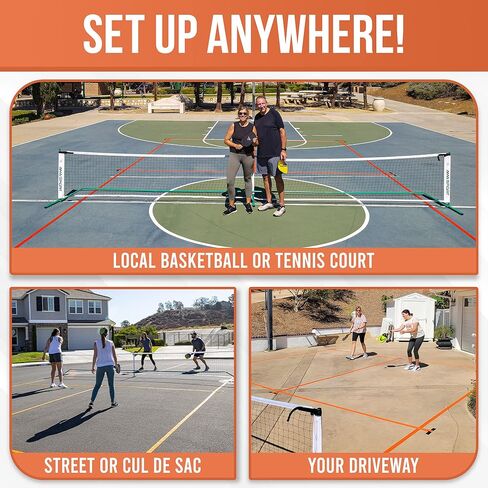 Temporary Pickleball Court Lines - The Original - Portable Pickleball Court Marking Kit, Lines for Court Outdoor or Indoor, Pickle Ball Court Dimensions, No Measuring Needed, Net Not Included in Kuwait