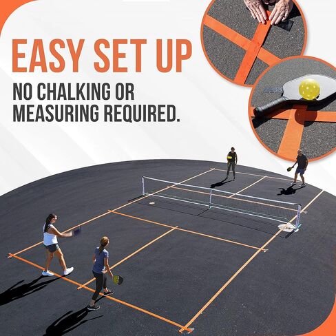 Temporary Pickleball Court Lines - The Original - Portable Pickleball Court Marking Kit, Lines for Court Outdoor or Indoor, Pickle Ball Court Dimensions, No Measuring Needed, Net Not Included in Kuwait
