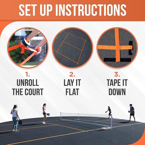 Temporary Pickleball Court Lines - The Original - Portable Pickleball Court Marking Kit, Lines for Court Outdoor or Indoor, Pickle Ball Court Dimensions, No Measuring Needed, Net Not Included in Kuwait