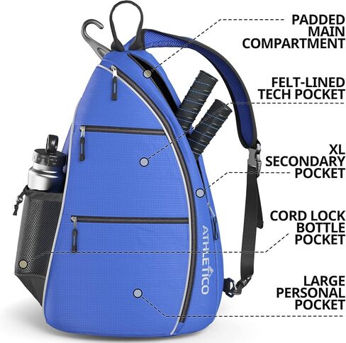 حقيبة Athletico Sling - حقيبة ظهر طويلة تمر بالجسم لكرة البيسبول والتنس وكرة المضرب والسفر للرجال والنساء in Saudi Arabia