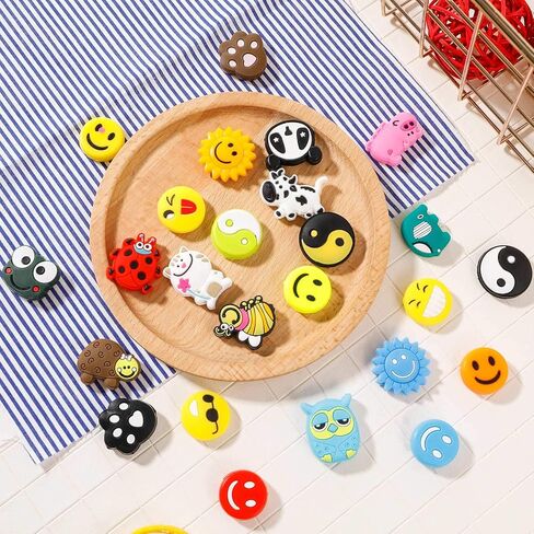 25 قطعة من SUSSURRO، مضرب تنس، ممتص للصدمات، مضرب تنس من السيليكون الناعم، مضرب تنس على شكل كرتوني، ممتص للصدمات، مضرب تنس لكرة المضرب in Kuwait