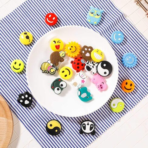 25 قطعة من SUSSURRO، مضرب تنس، ممتص للصدمات، مضرب تنس من السيليكون الناعم، مضرب تنس على شكل كرتوني، ممتص للصدمات، مضرب تنس لكرة المضرب in Kuwait