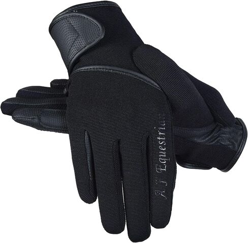 Ladies Horse Riding Gloves Track Fabric Gloves Synthetic Leather Equestrian Black Stretch Fabric Black Burgundy Grey in Saudi Arabia