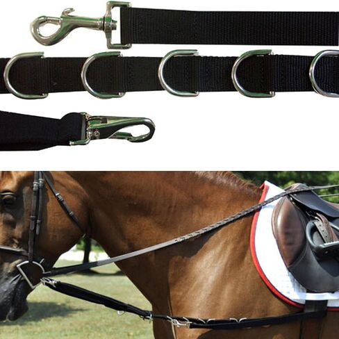 Horse Reins - Side Reins with Elastic and Stainless Steel Dees, 63-64in Adjustable Length, Nylon, Perfect for Equestrians, Horse Owners, and Lunging in Saudi Arabia