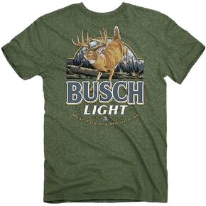 Busch Light Deer Label Front and Back Print T-Shirt (as1, Alpha, x_l, Regular, Regular) Green