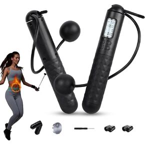 Skipping Rope with Counter, Cordless Jump Rope, Adjustable Digital Counting Jump Ropes, Gravity Ball Skipping, Weighted Jump Rope With Counter for Lose Weight, Burn Calories