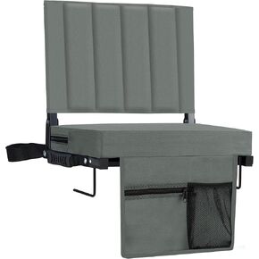 Stadium Seat for Bleachers with Back Support, Portable Bleacher Seat with Wide Comfy Padded Cushion, Metal Hook, Folding Stadium Chair with Shoulder Strap, Carry Handle, Cup Holder