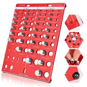 42 Thread Checker, Nut and Bolt Thread Size Checker Identifier Gauge with Inch & Metric Ruler Screw Size and Thread Gauge 19 Standard & 15 Metric, 8 Drill Bit Gauge Red