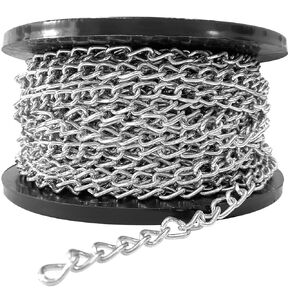 100ft Jack Chain, Galvanized Steel Hanging Chain for Hanging, Lightweight Link Chain with Spool for Light Fixtures, Decorations, Door Chain, Billboard, Bird Feeders,Pet Towing,30M