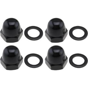 4pcs Black 304 Stainless Steel Fasteners Dome M10 Nuts Kit Hex Acorn Cap Nuts with Gasket Compatible with Harley-Davidson