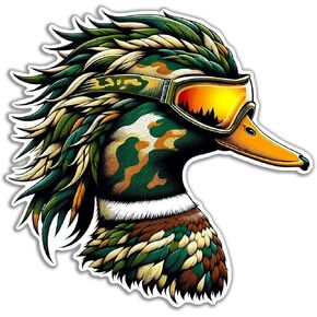 Camo Mullet Duck Sticker 4 Inch, Funny Stickers for Adults, Blue Collar Stickers, Camo Waterproof UV & Scratch Resistant Vinyl Duck Stickers, Duck Hunting, Hunting Stickers, Mfd USA (1, 4 Inch)