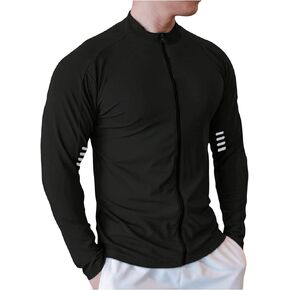 Men's Long Sleeve Zip Up Running Jackets Mock Neck Gym Workout Sports Jacket Tracksuit