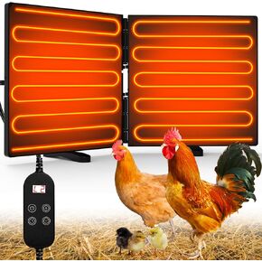 Foldable Chicken Coop Heater for Winter, 240W Large Size Waterproof Chicken Heater for Coop, Radiant Heat Chicks Coop Heater with 2 Heating Plates for Inside and Outdoor Pet, 22.5'' X 11.2''
