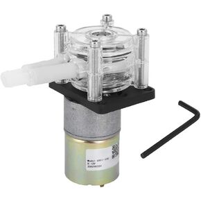 Peristaltic Pump DC Dosing Pump DC DIY Peristaltic Liquid Pump Dosing Head Self‑Priming Stainless Steel Wheel Frame PC Transparent (12V)