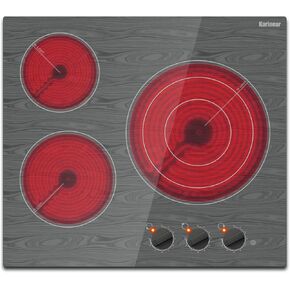 موقد كهربائي كارينير 2 شعلات، موقد كهربائي محمول 110 فولت مع مقبض، موقد زجاجي، نمط خشبي جميل، موقد سيراميك كهربائي مدمج وكونترتوب، 12 بوصة، قابس مخرج 110 فولت in Kuwait