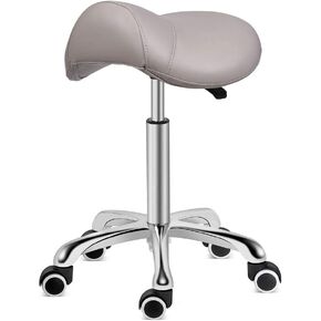 Kaleurrier Saddle Stool Rolling Swivel Height Adjustable with Wheels,Heavy Duty Stool,Ergonomic Stool Chair for Lab,Clinic,Dentist,Salon,Massage,Office and Home Kitchen (Purple, Without Back)