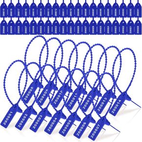 Roowest 2000 Pcs Plastic Tamper Seals Security Tags Seals Safety Numbered Zip Ties Fire Extinguisher Tamper Tags Disposable Self Locking Signage 250 mm Length(Blue)