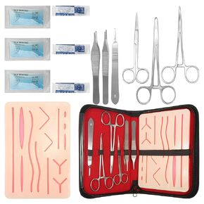 Medical Suture Practice Kit for Veterinary Student, Complete Suture Tool Set with Suture Practice Pad, Supplies for Veterinarians/Nursing Students, Includes Surgical Removal Practice