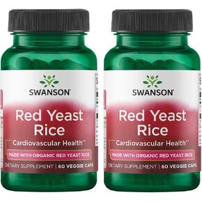 Swanson Made with Organic Traditional Red Yeast Rice 600 Milligrams 60 Veg Capsules (2 Pack)