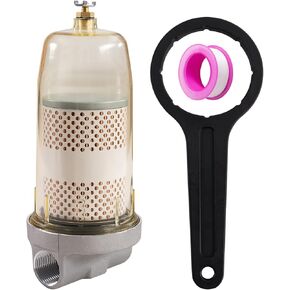 496 B10-AL Fuel Tank Filter Assembly with Wrench Compatible With Gasoline and Diesel Water Separate 30 Micron Replace 3307454S AP-LQQ30 330745400S 495 495-3/4 496-3/4 Z675-B10-AL-M7