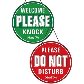 Putuo Decor Therapists Office Clinic Treatment Double Sided Plaque Welcome Please Knock Do Not Disturb Door Sign For Office (green and white)