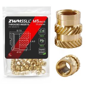 M10 Threaded Inserts-30 Pieces M10x10x12 Heat-Set Insert Brass Knurled Nuts Big Size for 3D Printing Components and Plastic Parts